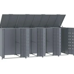 vidaXL skraldespandsskjuler 276x79x117 cm 4 rum stål grå