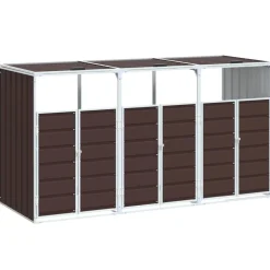 vidaXL skraldespandsskjuler 216x81x115 cm 3 rum stål brun
