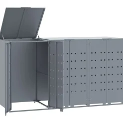 vidaXL skraldespandsskjuler 207x79x117 cm 3 rum stål grå