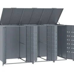 vidaXL skraldespandsskjuler 207x79x117 cm 3 rum stål grå
