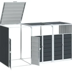 vidaXL skraldespandsskjuler 216x81x115 cm 3 rum stål antracitgrå