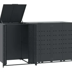 vidaXL skraldespandsskjuler 207x79x117 cm 3 rum stål antracit