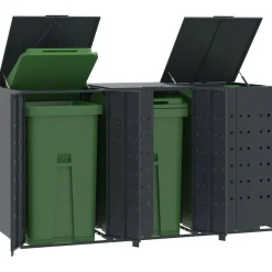 vidaXL skraldespandsskjuler 207x79x117 cm 3 rum stål antracit
