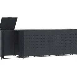 vidaXL skraldespandsskjuler 345x79x117 cm 5 rum stål antracit