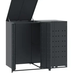 vidaXL skraldespandsskjuler 138x79x117 cm 2 rum stål antracit
