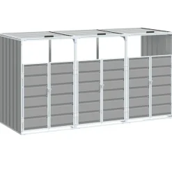 vidaXL skraldespandsskjuler 216x81x115 cm 3 rum stål grå