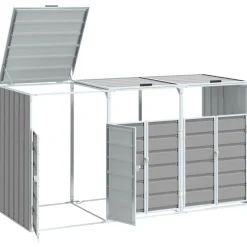 vidaXL skraldespandsskjuler 216x81x115 cm 3 rum stål grå
