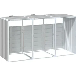 vidaXL skraldespandsskjuler 216x81x115 cm 3 rum stål grå