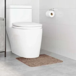 vidaXL Skridsikker badeværelsesmåtte med toiletudskæring Brun
