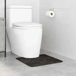 vidaXL Skridsikker badeværelsesmåtte med toiletudskæring Mørkegrå