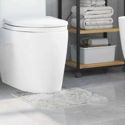 vidaXL Skridsikker badeværelsesmåtte med toiletudskæring Grå