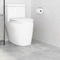 vidaXL Skridsikker badeværelsesmåtte med toiletudskæring Grå