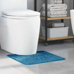 vidaXL Skridsikker badeværelsesmåtte med toiletudskæring Blå