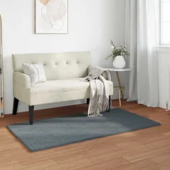vidaXL Skridsikker tæppe af kunstig kaninpels OLITE Antracit Polyester