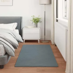 vidaXL Skridsikker tæppe af kunstig kaninpels OLITE Antracit Polyester