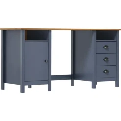 vidaXL skrivebord Hill 150x50x74 cm massivt fyrretræ grå