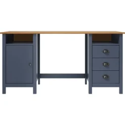 vidaXL skrivebord Hill 150x50x74 cm massivt fyrretræ grå