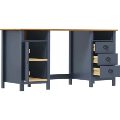 vidaXL skrivebord Hill 150x50x74 cm massivt fyrretræ grå