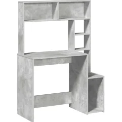 vidaXL skrivebord m. hylder 100x45x140 cm konstrueret træ betongrå