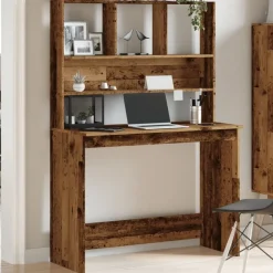 vidaXL skrivebord m. hylder 102x45x148 cm konstrueret træ antikt træ