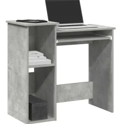 vidaXL skrivebord m. hylder 84x40x78 cm konstrueret træ betongrå