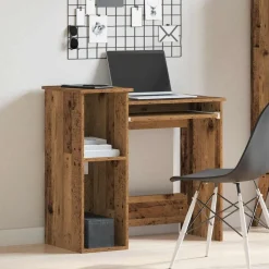 vidaXL skrivebord m. hylder 84x40x78 cm konstrueret træ antikt træ