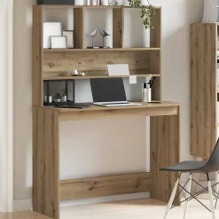 vidaXL skrivebord m. hylder 102x45x148 cm konstrueret træ kunsteg