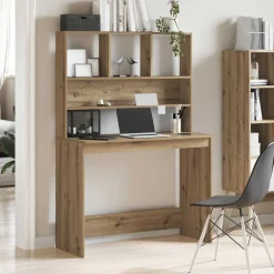 vidaXL skrivebord m. hylder 102x45x148 cm konstrueret træ kunsteg