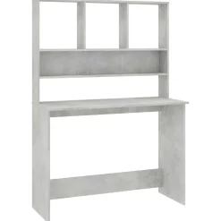 vidaXL skrivebord m. hylder 110x45x157 cm konstrueret træ betongrå