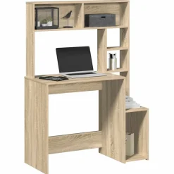vidaXL skrivebord med hylder 100x45x140 cm konstrueret træ sonoma-eg