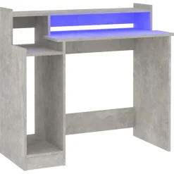 vidaXL skrivebord med LED-lys 97x45x90 cm konstrueret træ betongrå
