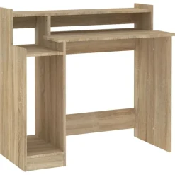 vidaXL skrivebord med LED-lys 97x45x90 cm konstrueret træ sonoma-eg