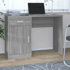 vidaXL skrivebord med skab 100x40x73 cm konstrueret træ grå sonoma-eg