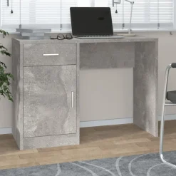 vidaXL skrivebord med skuffe og skab 100x40x73 cm konstrueret træ grå
