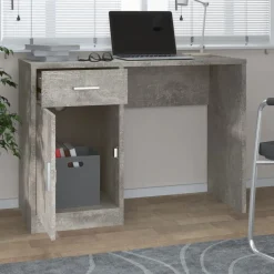 vidaXL skrivebord med skuffe og skab 100x40x73 cm konstrueret træ grå