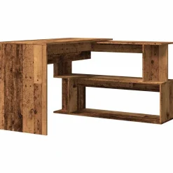 vidaXL skrivebord til hjørne 200,5x50x76 cm konstrueret træ antikt træ