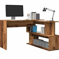 vidaXL skrivebord til hjørne 200,5x50x76 cm konstrueret træ antikt træ