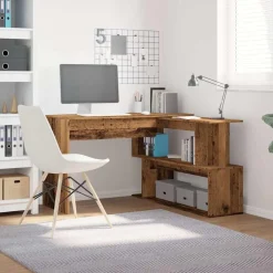 vidaXL skrivebord til hjørne 200,5x50x76 cm konstrueret træ antikt træ