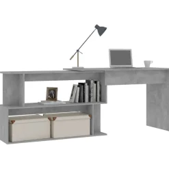 vidaXL skrivebord til hjørne 200x50x76 cm konstrueret træ betongrå