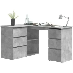 vidaXL skrivebord til hjørne 145x100x76 cm konstrueret træ betongrå