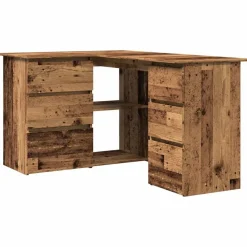 vidaXL skrivebord til hjørne 145x100x76 cm konstrueret træ antikt træ