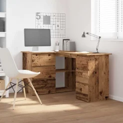 vidaXL skrivebord til hjørne 145x100x76 cm konstrueret træ antikt træ