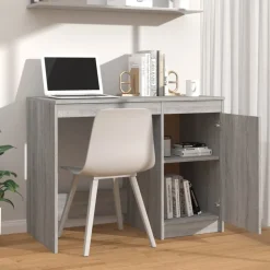 vidaXL skrivebord 100x50x76 cm konstrueret træ grå sonoma-eg