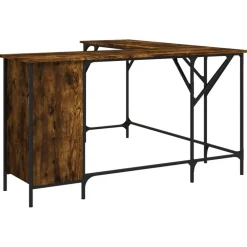 vidaXL skrivebord 141x141x75 cm konstrueret træ røget egetræsfarve