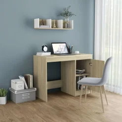 vidaXL skrivebord 100x50x76 cm konstrueret træ sonoma-eg