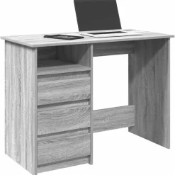 vidaXL skrivebord 102x50x75 cm konstrueret træ grå sonoma-eg