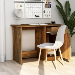 vidaXL skrivebord 100x50x76 cm konstrueret træ røget egetræsfarve