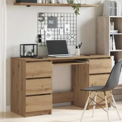 vidaXL skrivebord 140x50x77 cm konstrueret træ kunsteg