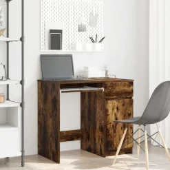 vidaXL skrivebord 86x49x76 cm konstrueret træ røget egetræsfarve