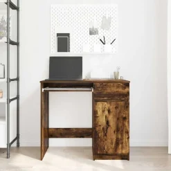 vidaXL skrivebord 86x49x76 cm konstrueret træ røget egetræsfarve